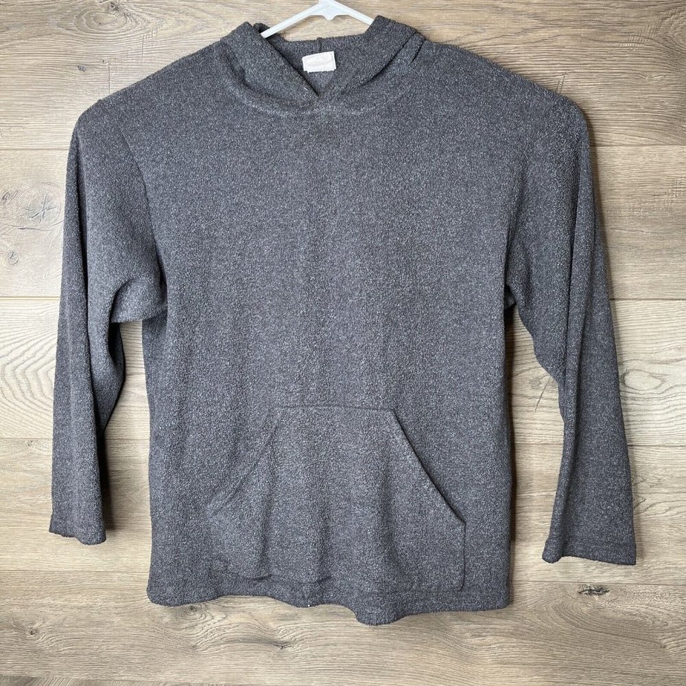 Wooden Dog Terry Sweatshirt Mens Med Grey Terrycloth Hoodie Pullover Sweatshirt - Picture 2 of 14